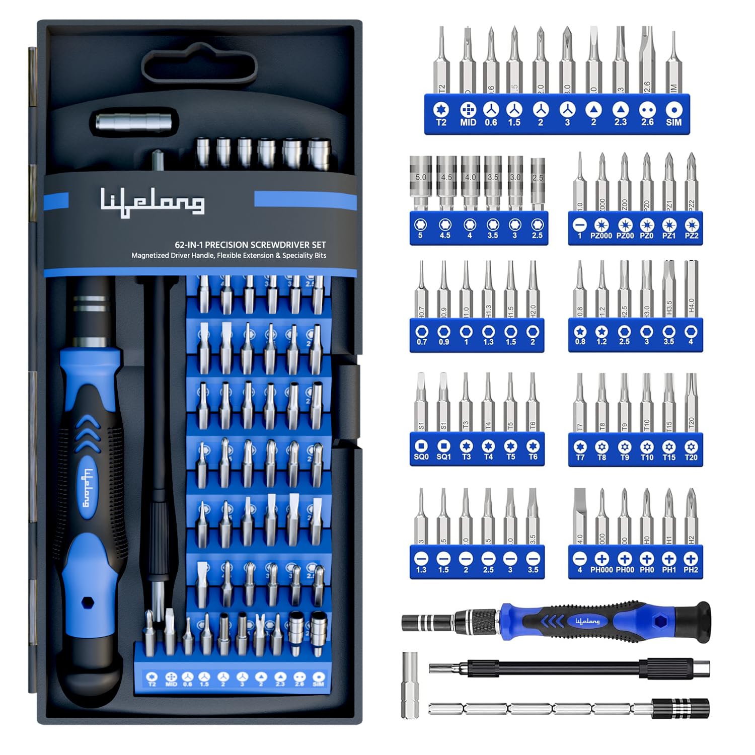 Lifelong Lifelong 62 in 1 Magnetic Precision Screwdriver Set (LLETK09)