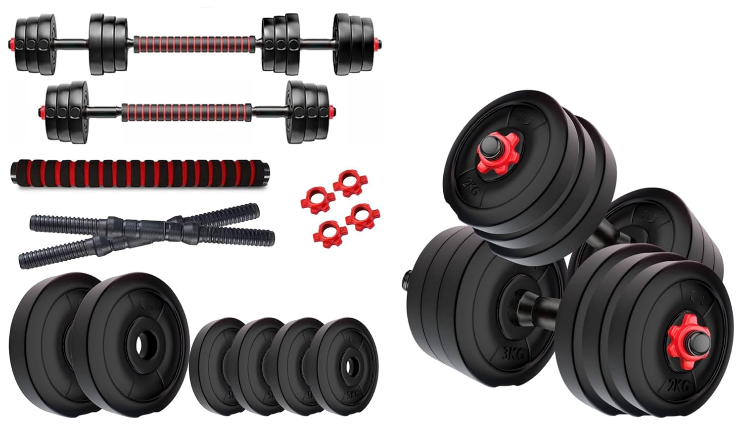 Kore Kore PVC-DM 16 Home Gym Adjustable Dumbbells Kit (20 kg, 3kg x 4 + 2kg x 4)