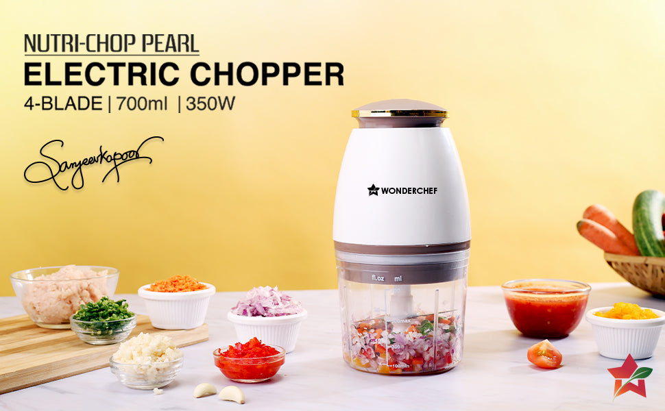 Wonderchef Wonderchef Nutri-chop Pearl Electric Chopper, 700ml, 350W, 4 Stainless Steel Blades