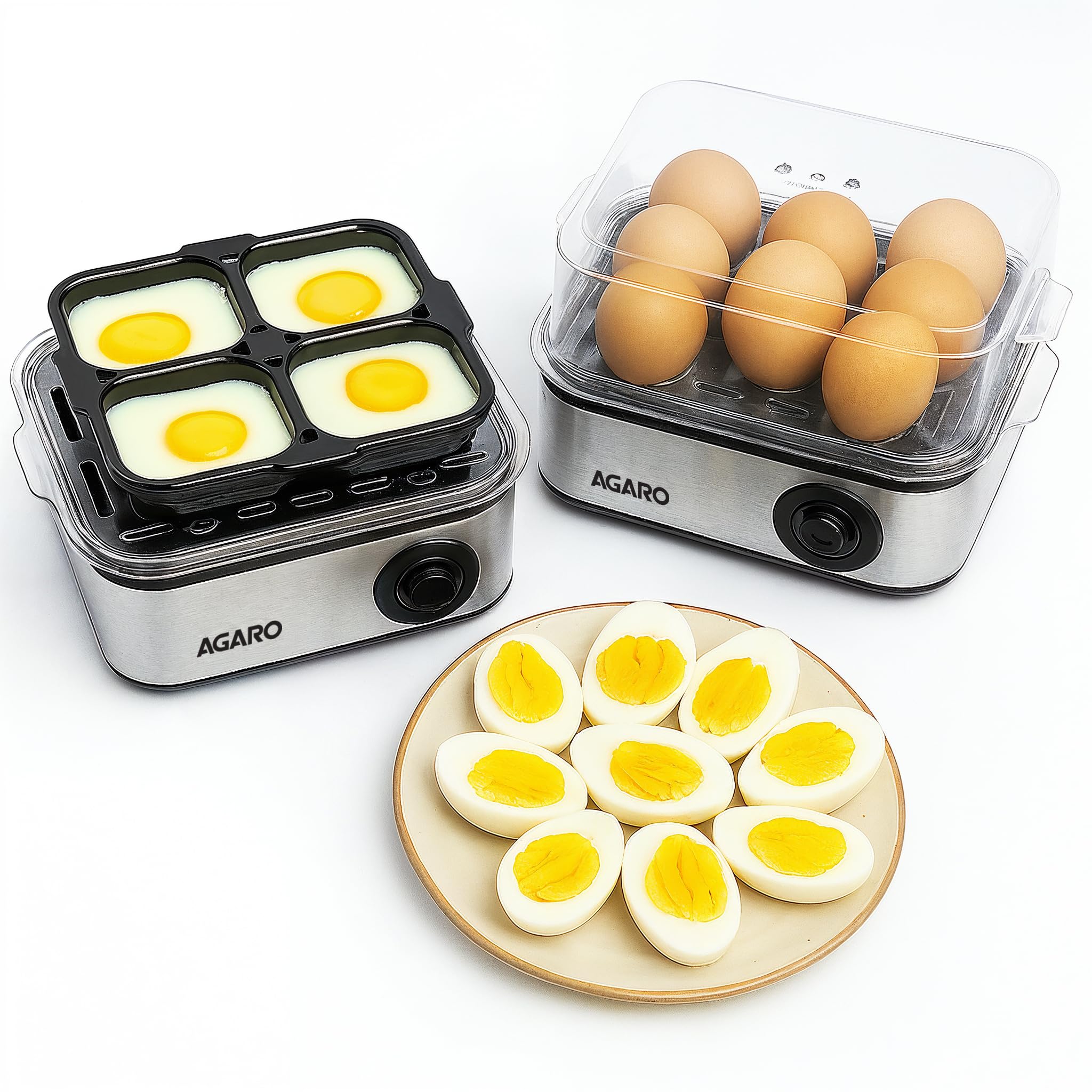 AGARO AGARO Grand Egg Boiler And Poacher (500W, Stainless Steel, Boils 8 Eggs / Poaches 4)
