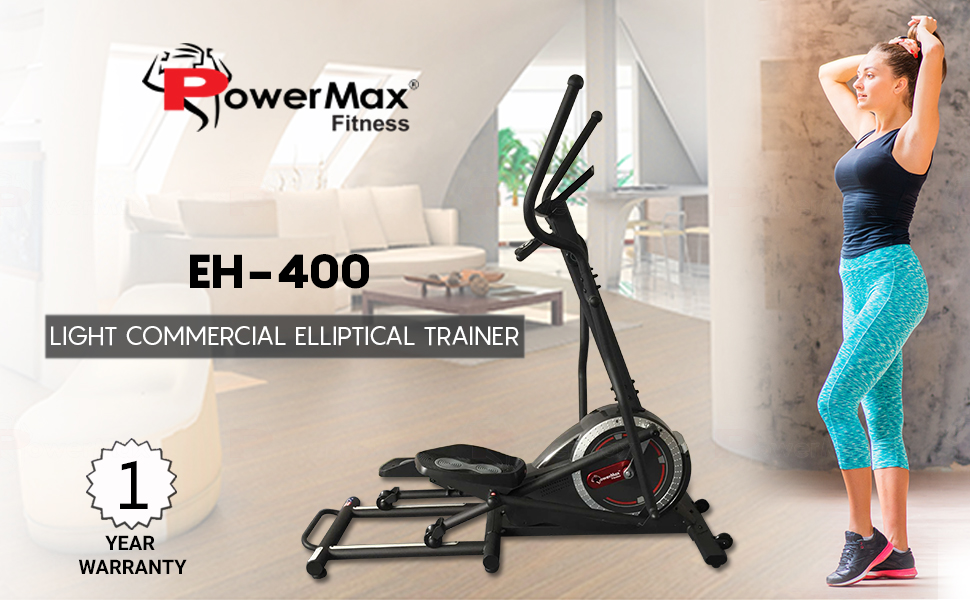 PowerMax Fitness PowerMax Fitness EH-300 Elliptical Cross Trainer (6KG Flywheel, 14-Level Magnetic Resistance, Adjustable Seat, LCD Display)